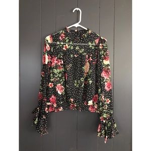 Cute polka dot floral blouse!